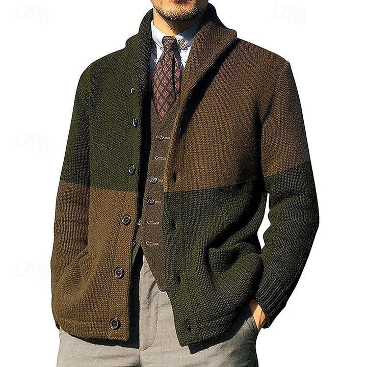 Ulfbert | Herren Strickjacke Colour-Block Cardigan - Image 4