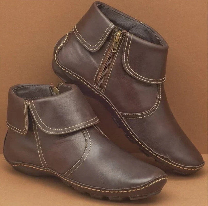 Ulfheira | Damen Stiefeletten Retro Leder-Optik Herbst - Burgundy - Image 3