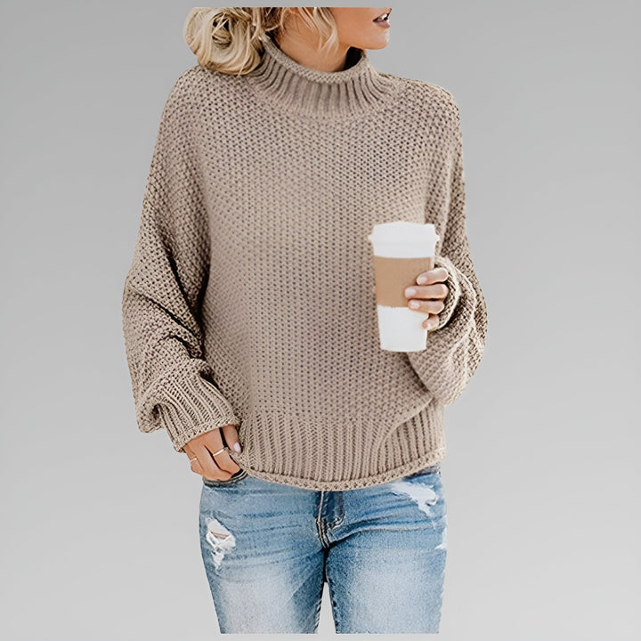 Ulfhild | Damen Oversize Strickpullover mit Stehkragen - Orange - Image 10