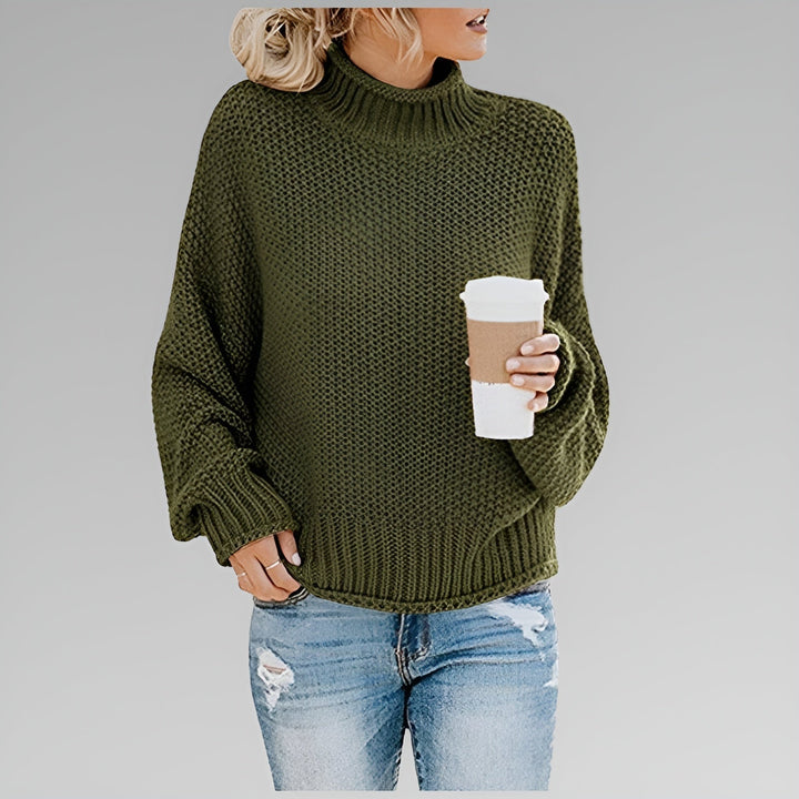 Ulfhild | Damen Oversize Strickpullover mit Stehkragen - Orange - Image 2