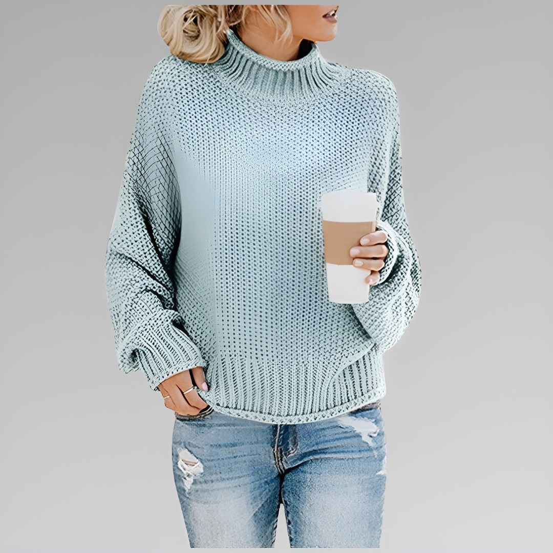 Ulfhild | Damen Oversize Strickpullover mit Stehkragen - Orange - Image 3