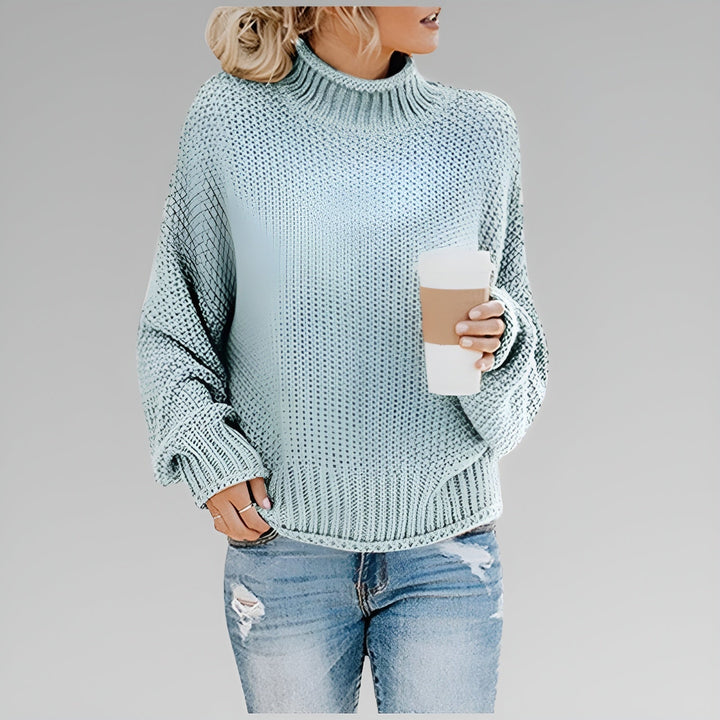 Ulfhild | Damen Oversize Strickpullover mit Stehkragen - Orange - Image 3