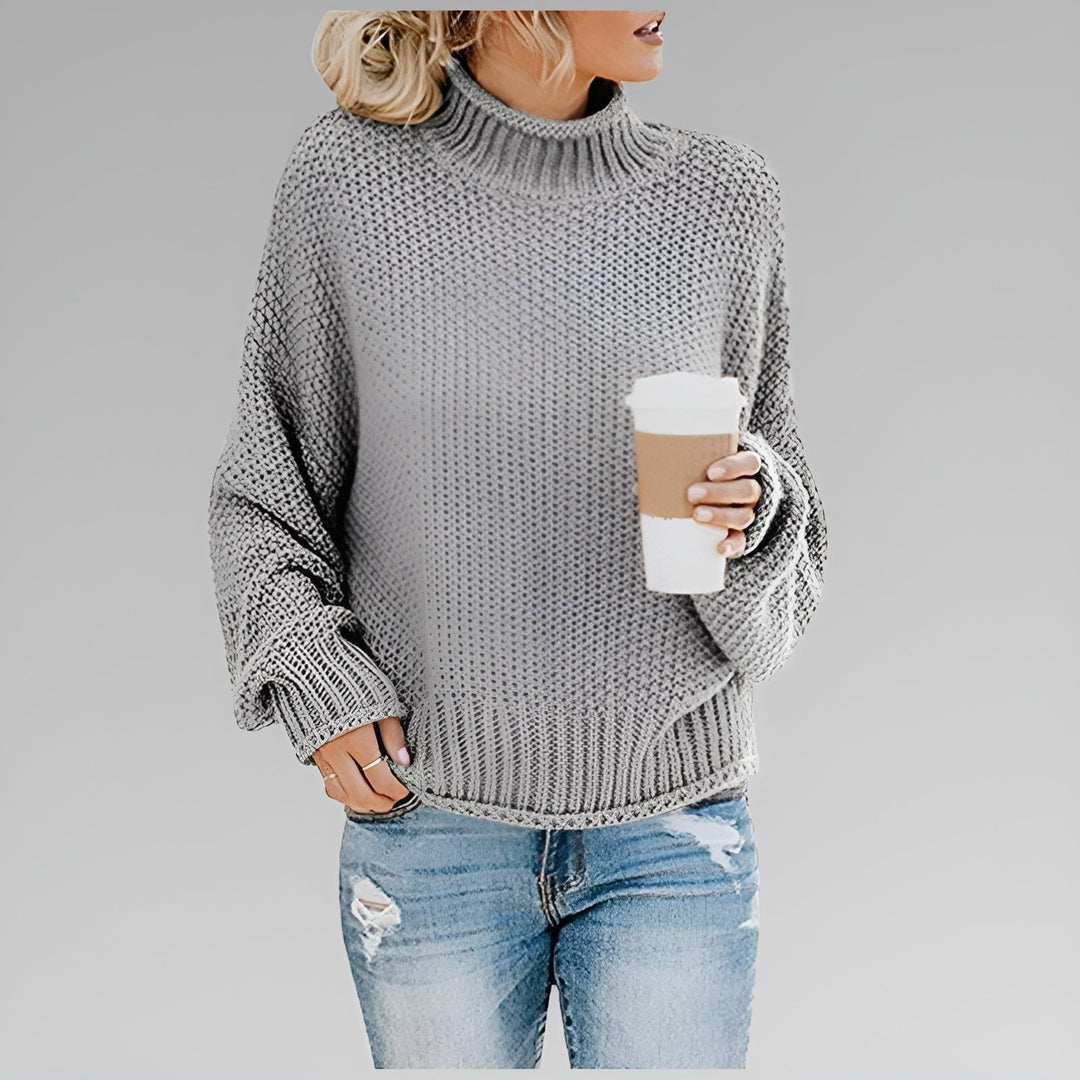 Ulfhild | Damen Oversize Strickpullover mit Stehkragen - Orange - Image 4