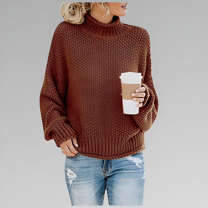 Ulfhild | Damen Oversize Strickpullover mit Stehkragen - Orange - Image 6