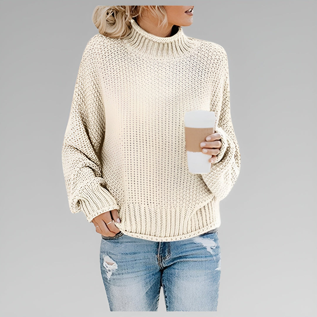 Ulfhild | Damen Oversize Strickpullover mit Stehkragen - Orange - Image 7