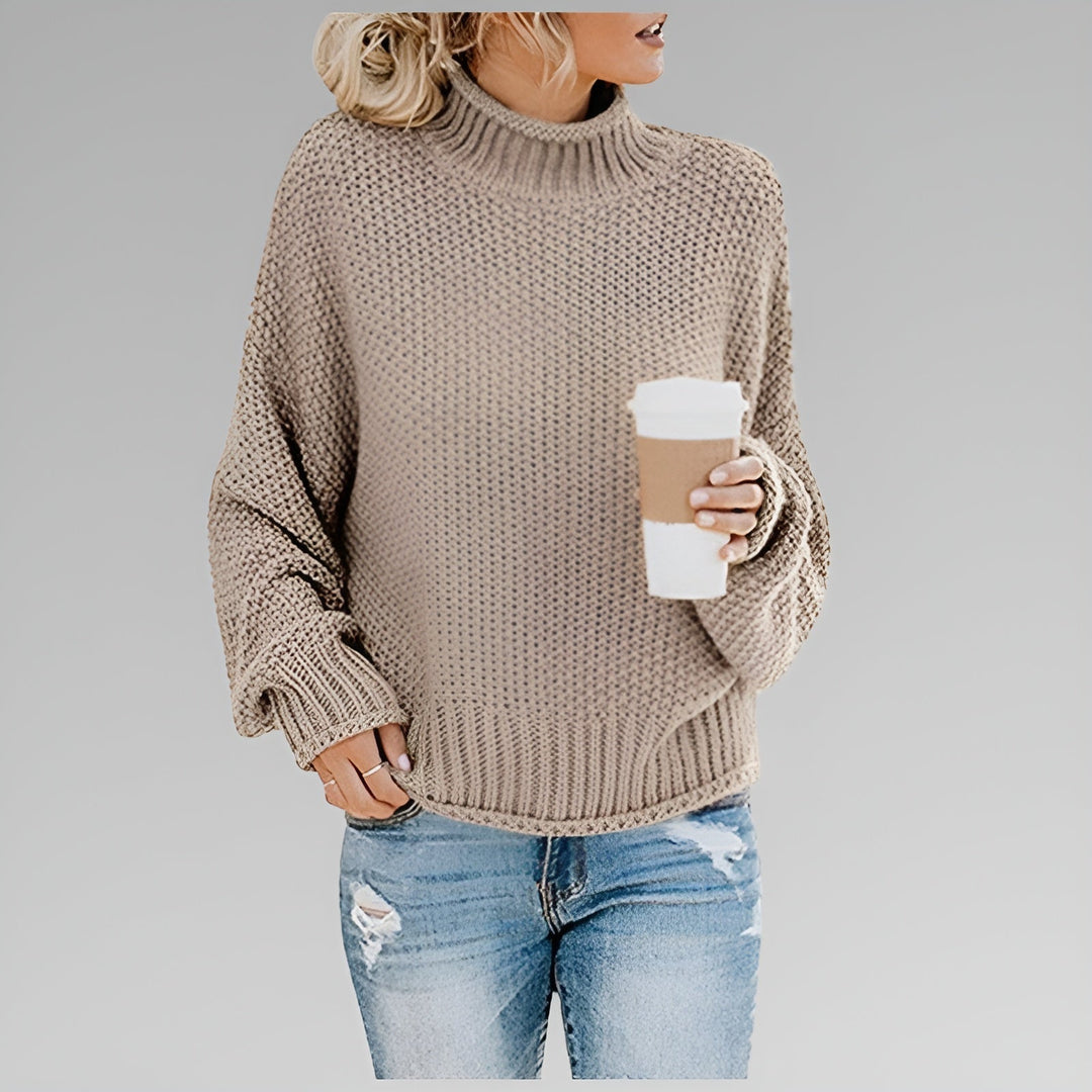 Ulfhild | Damen Oversize Strickpullover mit Stehkragen - Orange - Image 9