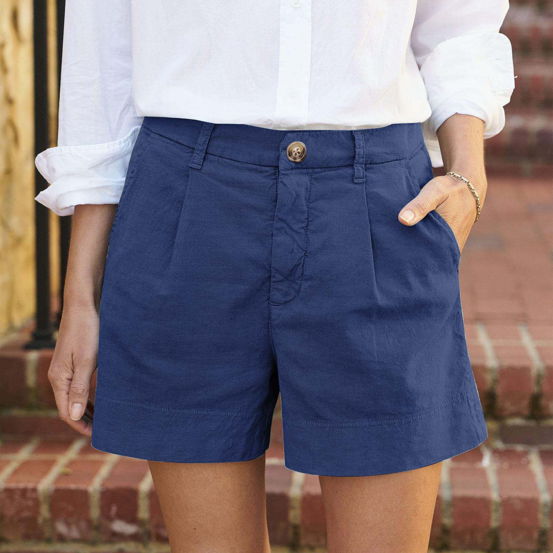 Franziska | Damen High Waist Shorts mit Taschen