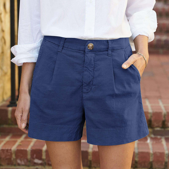 Franziska | Damen High Waist Shorts mit Taschen