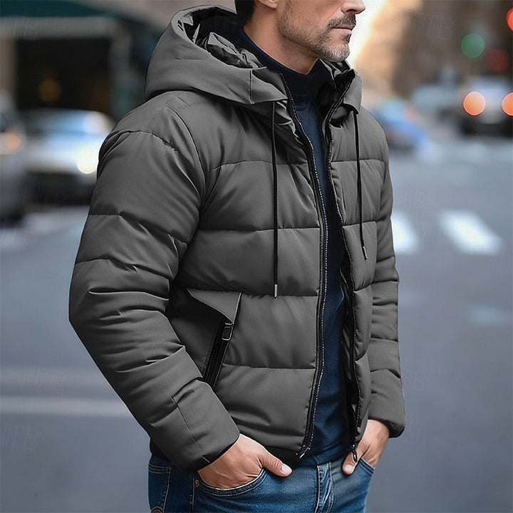 Valdhart | Herren Steppjacke mit Kapuze Winterjacke - Dark Grey - Image 1