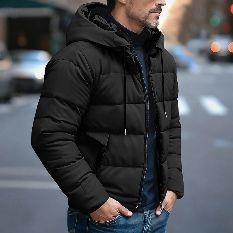 Valdhart | Herren Steppjacke mit Kapuze Winterjacke - Dark Grey - Image 3
