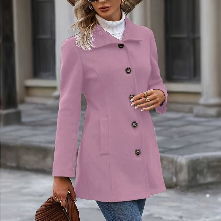 Valdine | Damen figurbetont Kurzmantel mit Knöpfen - Pink - Image 1