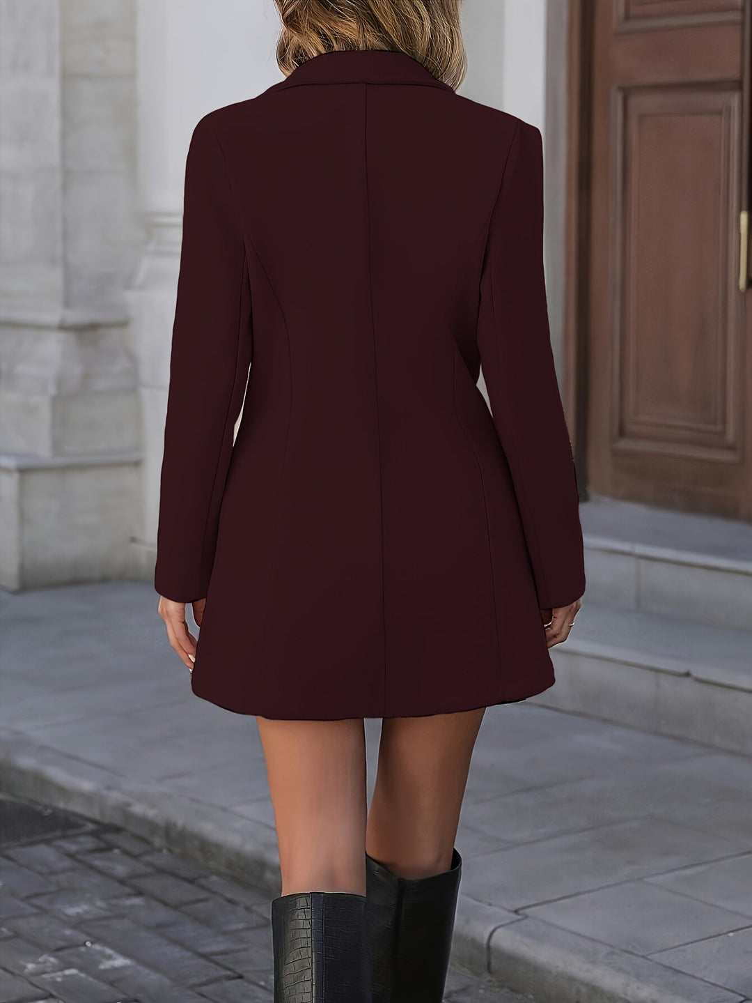 Valdine | Damen figurbetont Kurzmantel mit Knöpfen - Pink - Image 8