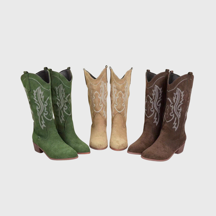 Valdis | Damen Weitschaft Cowboystiefel Western - Beige - Image 11