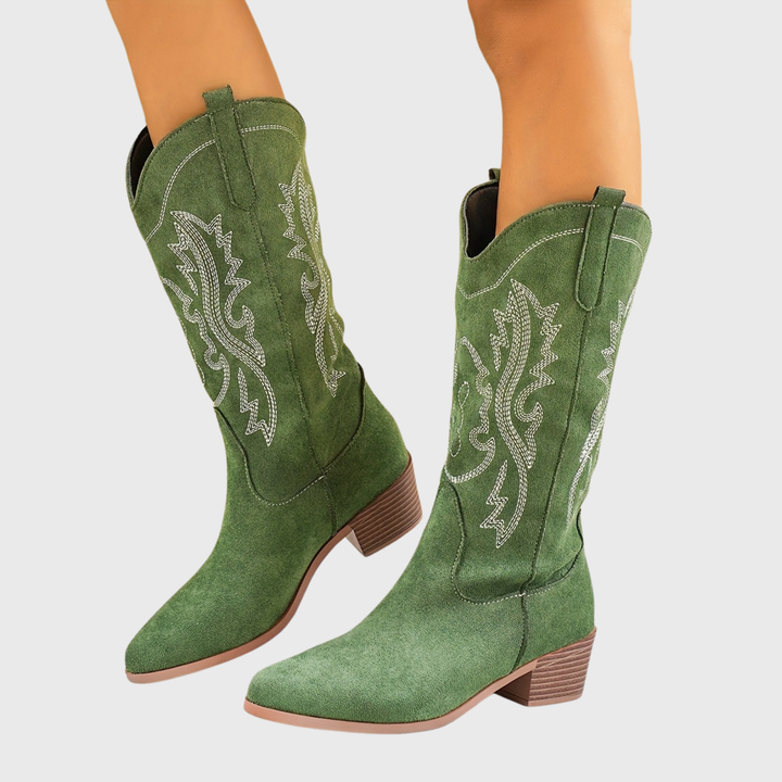 Valdis | Damen Weitschaft Cowboystiefel Western - Beige - Image 3