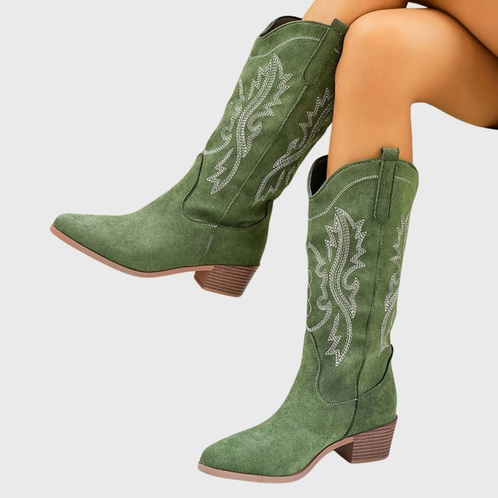 Valdis | Damen Weitschaft Cowboystiefel Western - Beige - Image 5