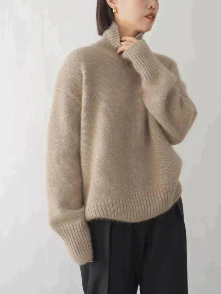 Valdmara | Damen Rollkragenpullover Oversized Strickpullover - Cream - Image 6