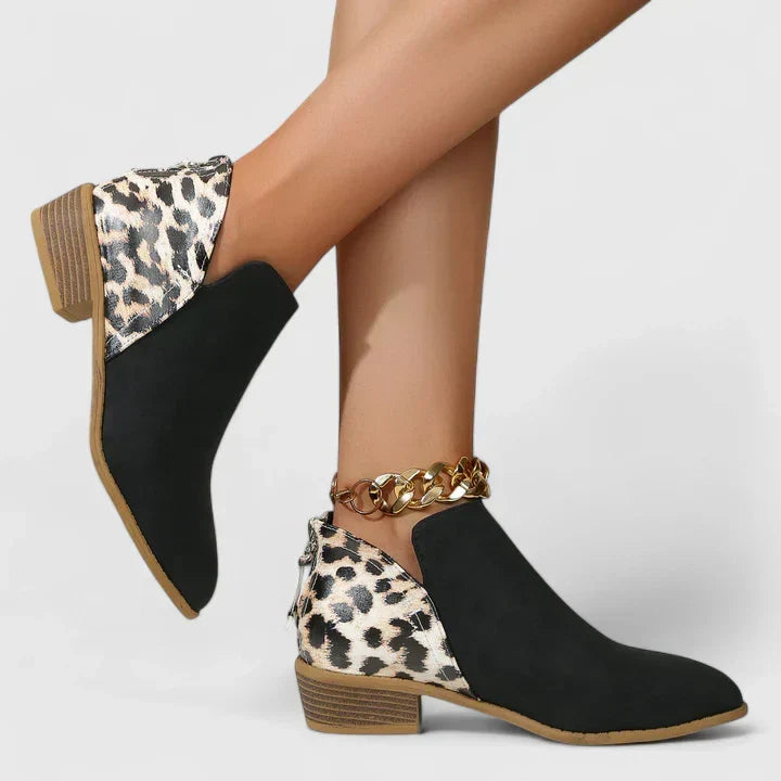 Valdora | Damen Stiefeletten Leopardenmuster Blockabsatz - Image 3