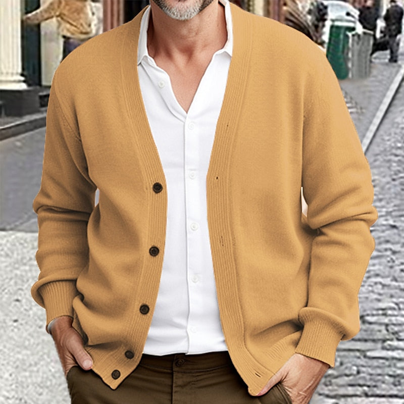 Valdric | Herren Strickjacke V-Ausschnitt Rot - Red - Image 2
