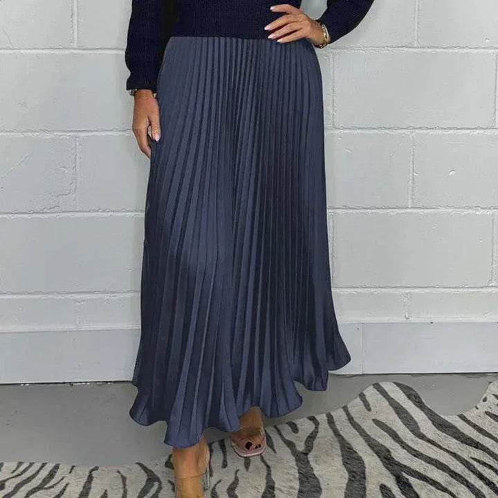 Valdrika | Damen Strickkleid mit Plisseerock Midi - Navy - Image 12