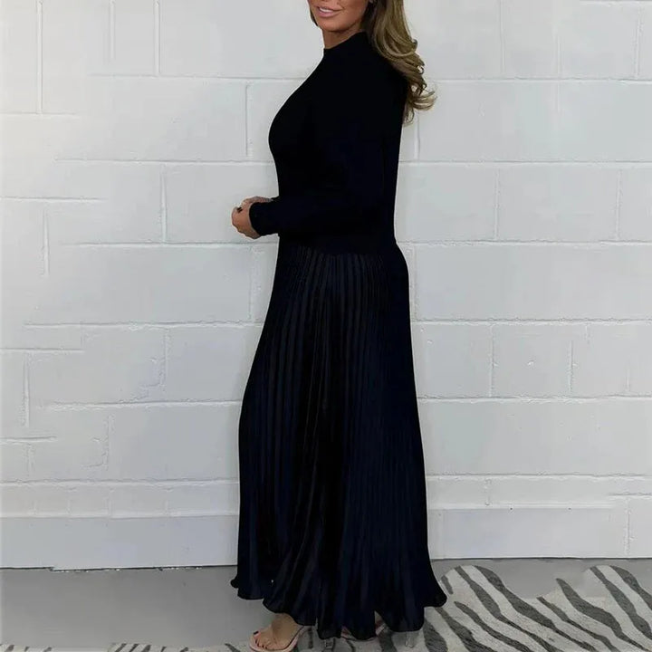 Valdrika | Damen Strickkleid mit Plisseerock Midi - Navy - Image 13