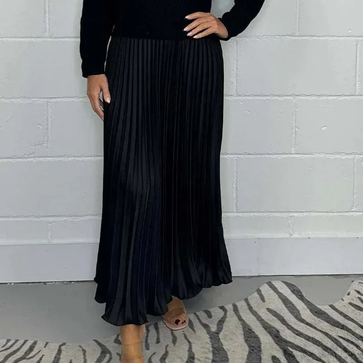 Valdrika | Damen Strickkleid mit Plisseerock Midi - Navy - Image 14