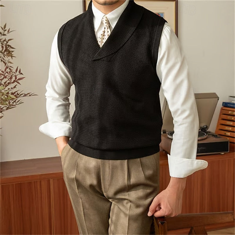 Valdun | Herren Strickweste mit Schalkragen - Red - Image 2