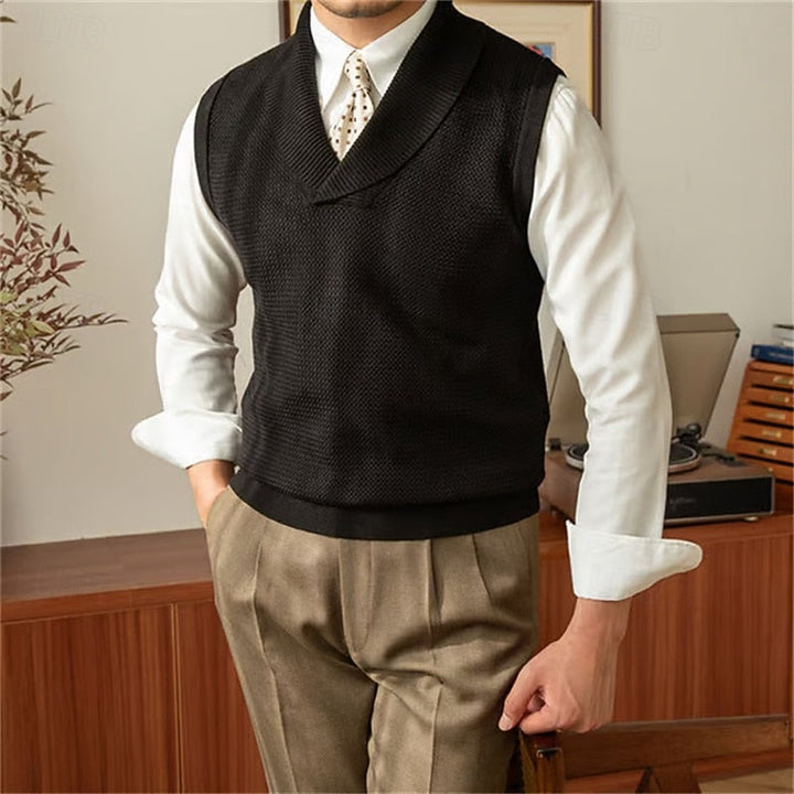 Valdun | Herren Strickweste mit Schalkragen - Red - Image 2