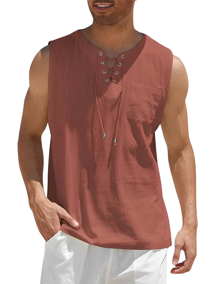 Valentin | Herren V-Ausschnitt Tank Top ärmellos - Khaki - Image 7
