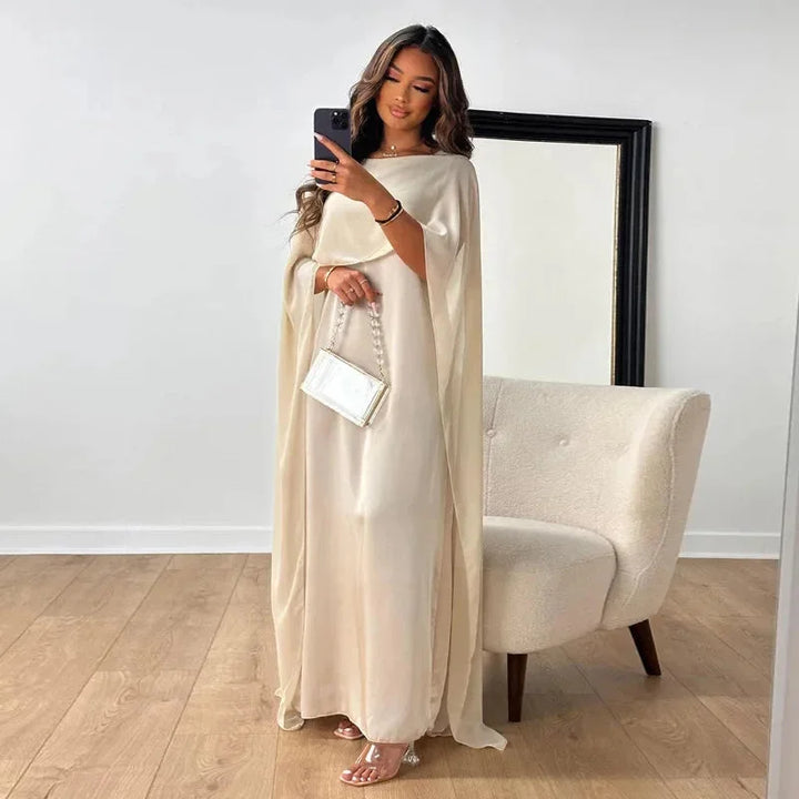 Valentina | Damen Cape Maxikleid Hochzeitsgast - Champagne - Image 1