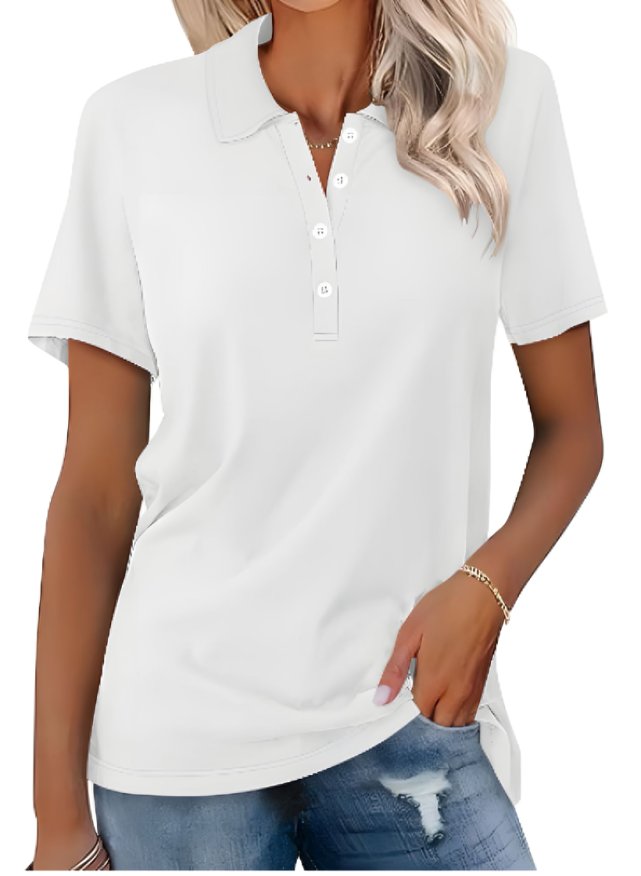 Valeria | Damen Kurzarm Poloshirt Grau - Grey - Image 12