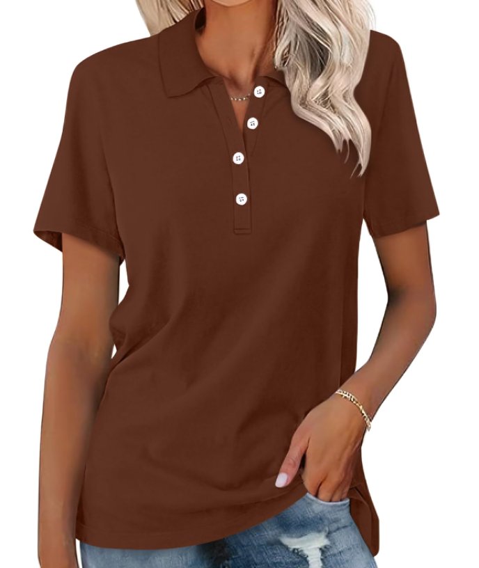 Valeria | Damen Kurzarm Poloshirt Grau - Grey - Image 5