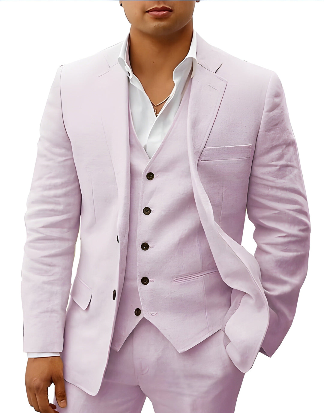 Valerian | Herren Dreiteiler Anzug mit Weste - Beige - Image 10