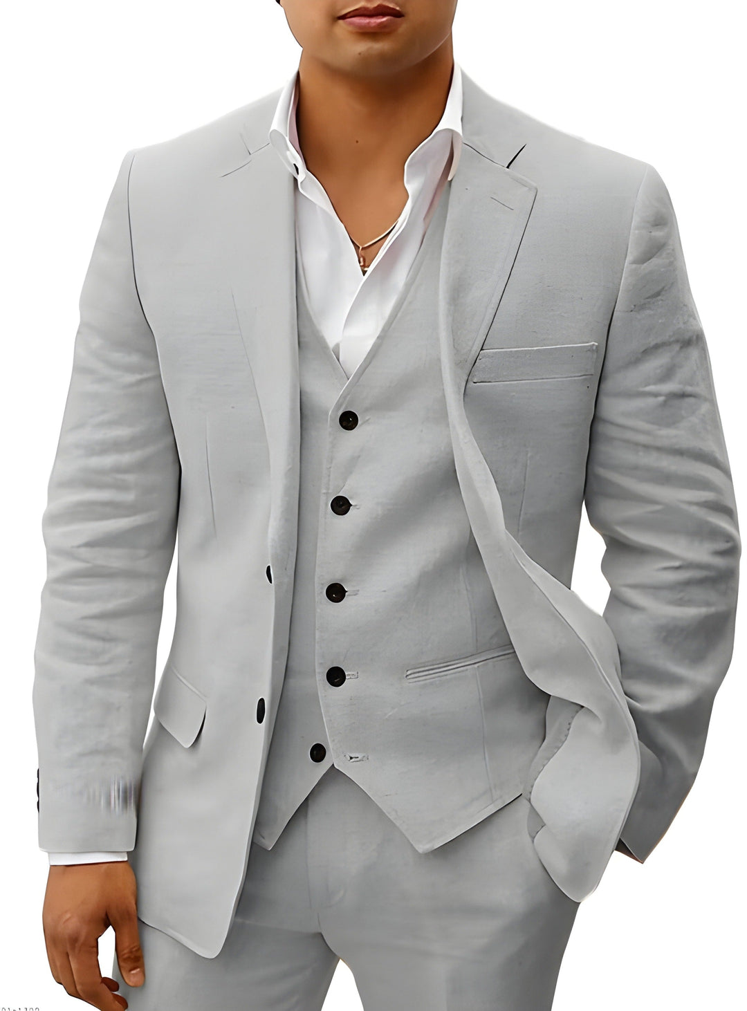 Valerian | Herren Dreiteiler Anzug mit Weste - Beige - Image 13