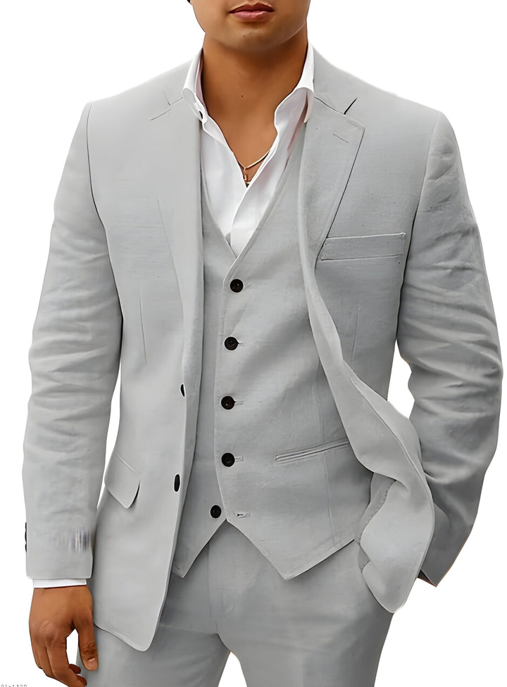 Valerian | Herren Dreiteiler Anzug mit Weste - Beige - Image 13
