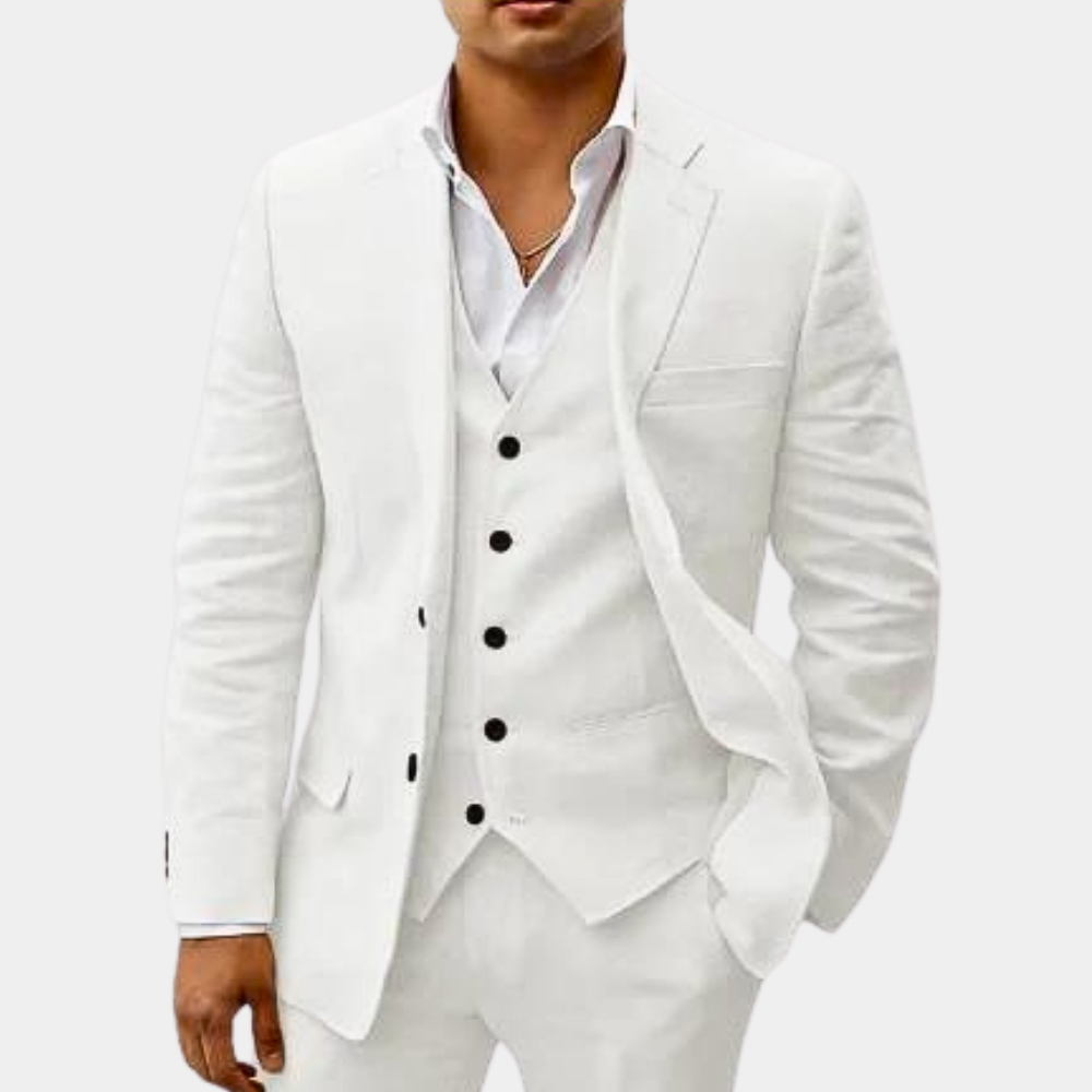 Valerian | Herren Dreiteiler Anzug mit Weste - Beige - Image 5