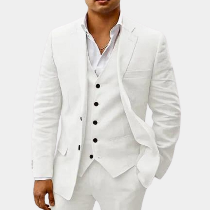 Valerian | Herren Dreiteiler Anzug mit Weste - Beige - Image 5