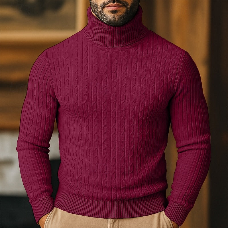 Valmund | Herren Rollkragenpullover Zopfmuster - Light Grey - Image 10