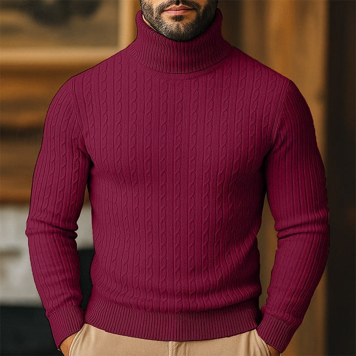Valmund | Herren Rollkragenpullover Zopfmuster - Light Grey - Image 10