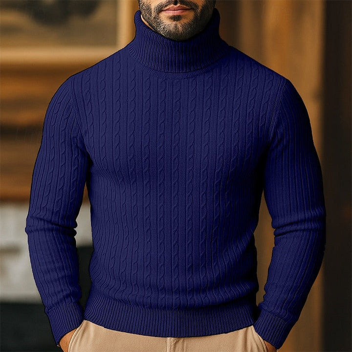 Valmund | Herren Rollkragenpullover Zopfmuster - Light Grey - Image 13