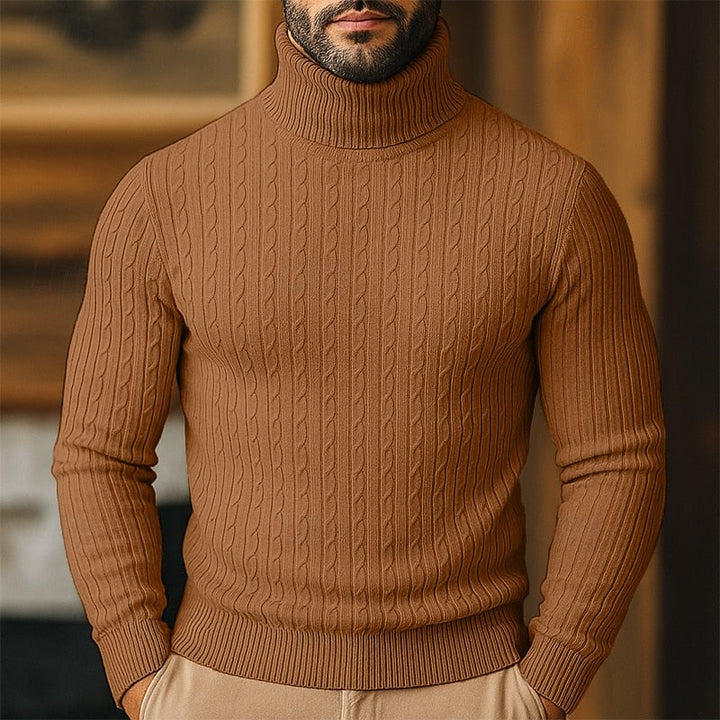 Valmund | Herren Rollkragenpullover Zopfmuster - Light Grey - Image 14