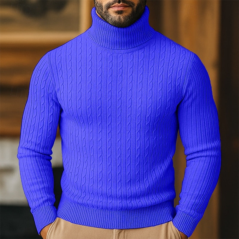Valmund | Herren Rollkragenpullover Zopfmuster - Light Grey - Image 3