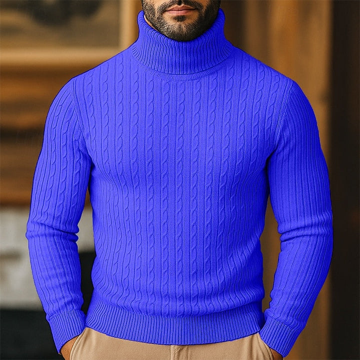 Valmund | Herren Rollkragenpullover Zopfmuster - Light Grey - Image 3