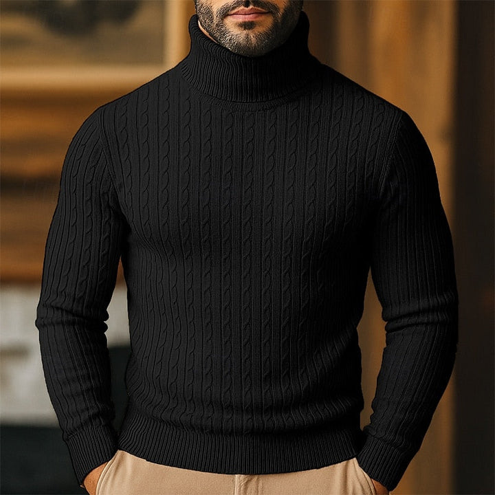 Valmund | Herren Rollkragenpullover Zopfmuster - Light Grey - Image 4