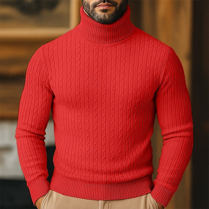 Valmund | Herren Rollkragenpullover Zopfmuster - Light Grey - Image 5