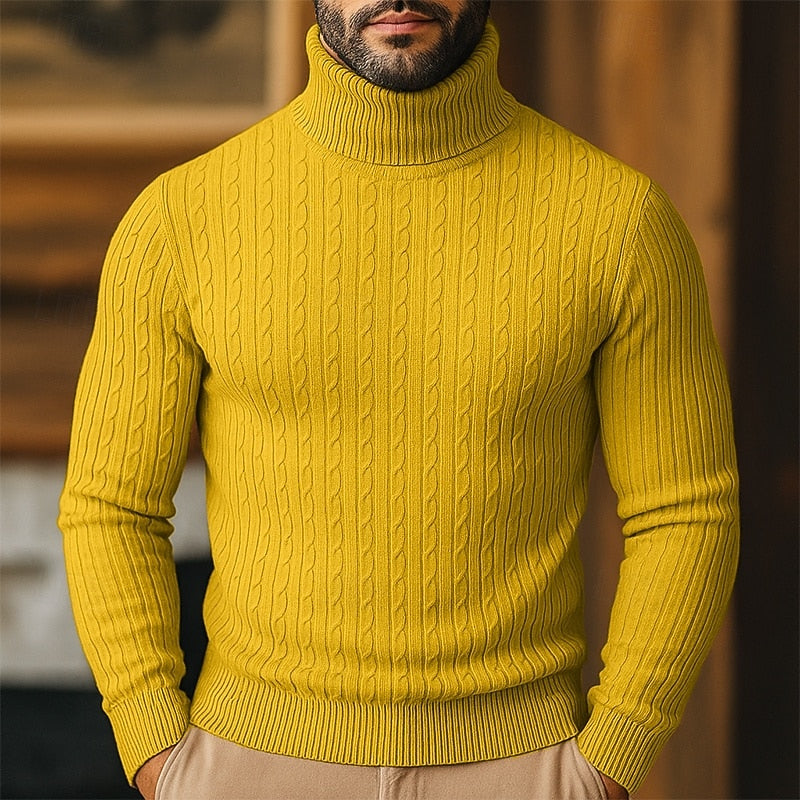 Valmund | Herren Rollkragenpullover Zopfmuster - Light Grey - Image 6