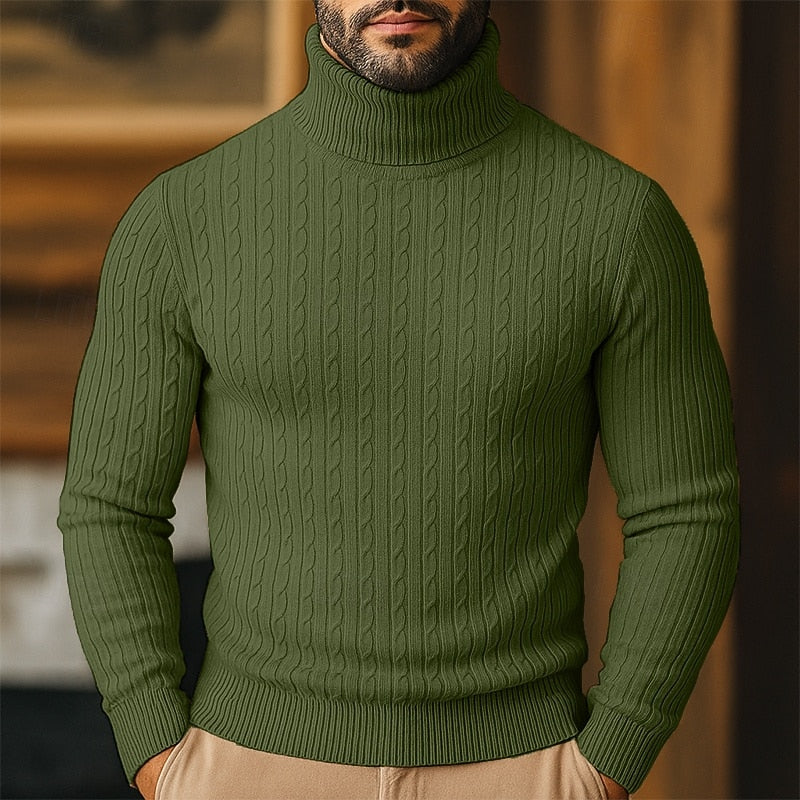 Valmund | Herren Rollkragenpullover Zopfmuster - Light Grey - Image 9