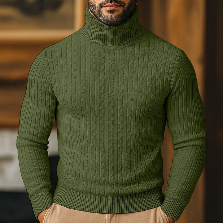 Valmund | Herren Rollkragenpullover Zopfmuster - Light Grey - Image 9