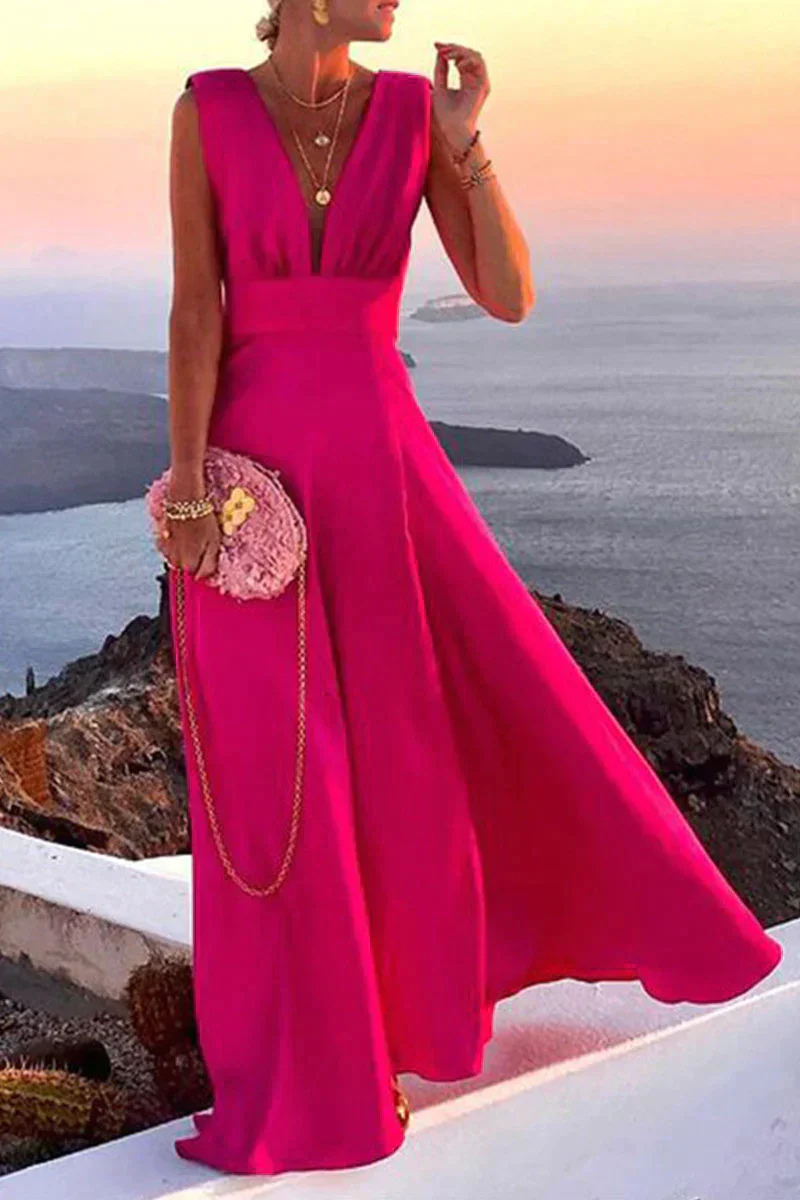 Vashti | Damen Ärmelloses Maxikleid V-Ausschnitt Alloverdruck - Image 5