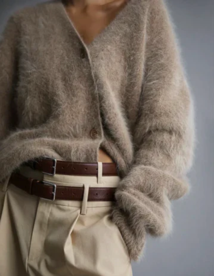 Veldane | Damen Oversize Strickjacke Flausch - Taupe - Image 1