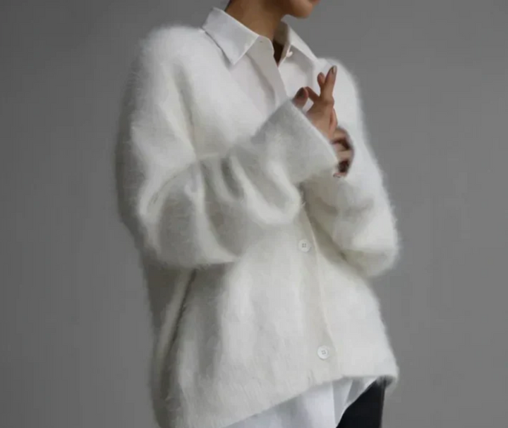 Veldane | Damen Oversize Strickjacke Flausch - Taupe - Image 3